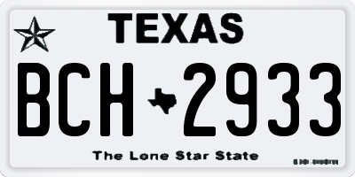 TX license plate BCH2933