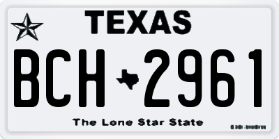 TX license plate BCH2961