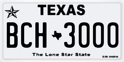 TX license plate BCH3000