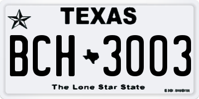 TX license plate BCH3003