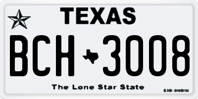 TX license plate BCH3008