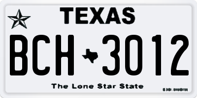 TX license plate BCH3012