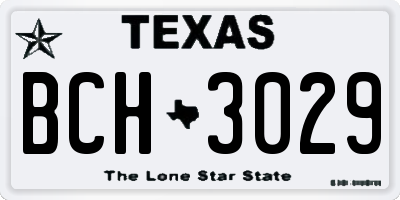 TX license plate BCH3029