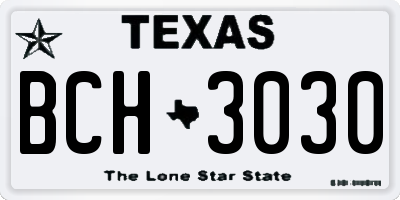 TX license plate BCH3030