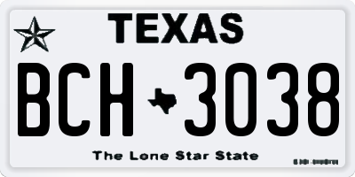TX license plate BCH3038