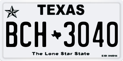 TX license plate BCH3040