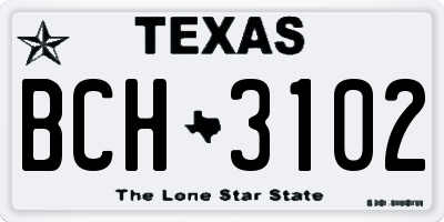TX license plate BCH3102