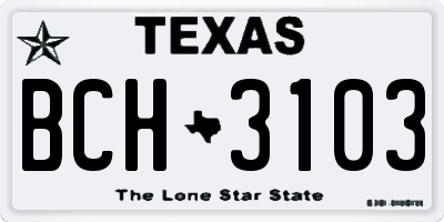 TX license plate BCH3103