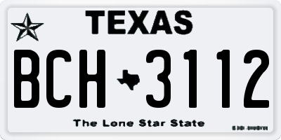 TX license plate BCH3112