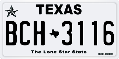 TX license plate BCH3116