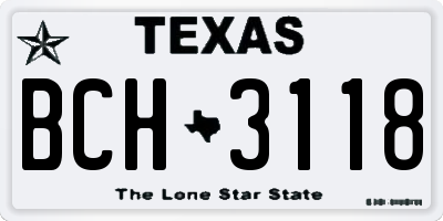 TX license plate BCH3118