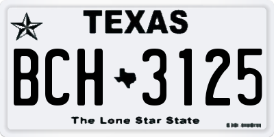TX license plate BCH3125