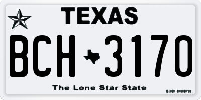 TX license plate BCH3170