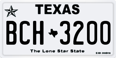 TX license plate BCH3200