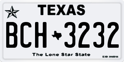 TX license plate BCH3232