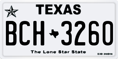TX license plate BCH3260