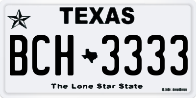TX license plate BCH3333