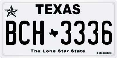 TX license plate BCH3336