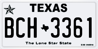 TX license plate BCH3361
