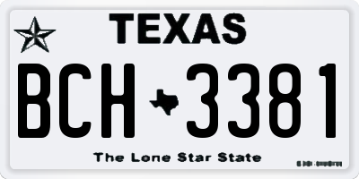 TX license plate BCH3381