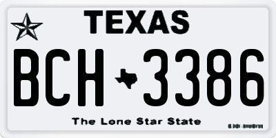 TX license plate BCH3386