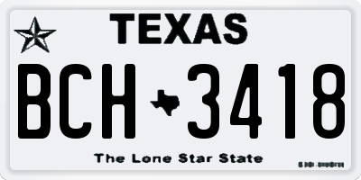 TX license plate BCH3418