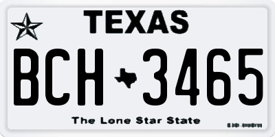 TX license plate BCH3465