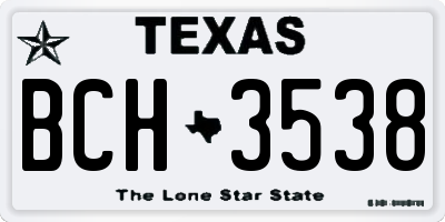 TX license plate BCH3538