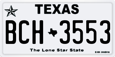TX license plate BCH3553