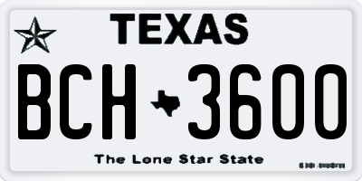 TX license plate BCH3600