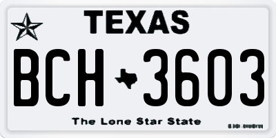 TX license plate BCH3603