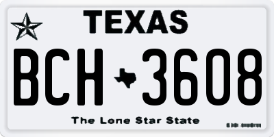 TX license plate BCH3608