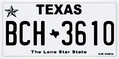 TX license plate BCH3610