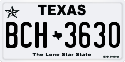 TX license plate BCH3630