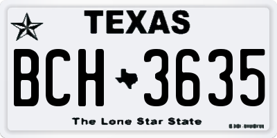 TX license plate BCH3635