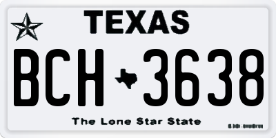 TX license plate BCH3638