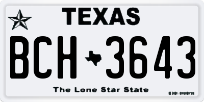 TX license plate BCH3643