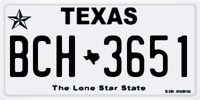 TX license plate BCH3651