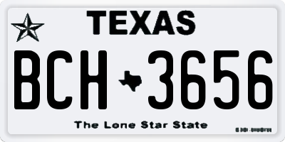TX license plate BCH3656