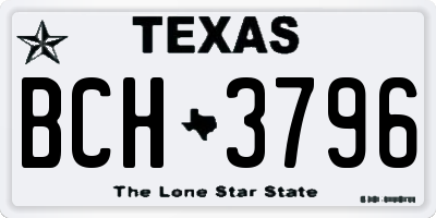 TX license plate BCH3796