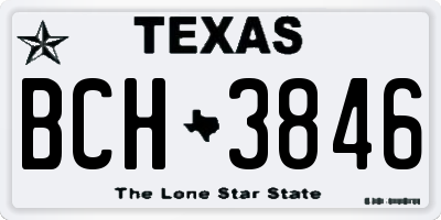 TX license plate BCH3846