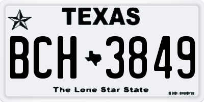 TX license plate BCH3849