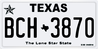 TX license plate BCH3870