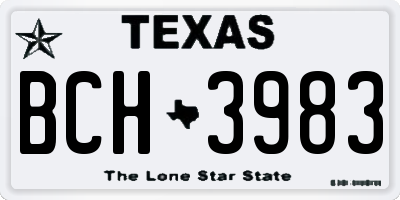 TX license plate BCH3983
