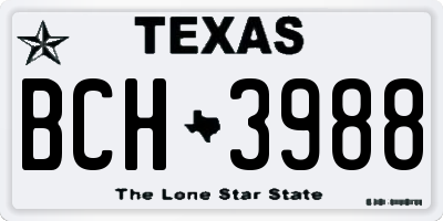 TX license plate BCH3988