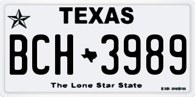 TX license plate BCH3989