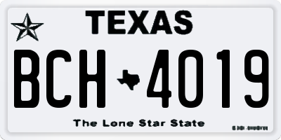 TX license plate BCH4019
