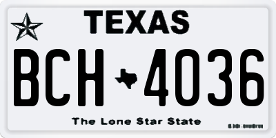 TX license plate BCH4036