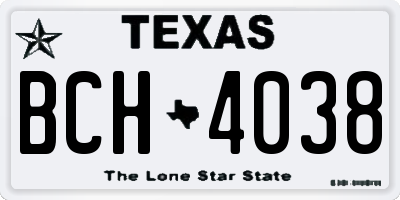 TX license plate BCH4038