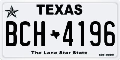 TX license plate BCH4196